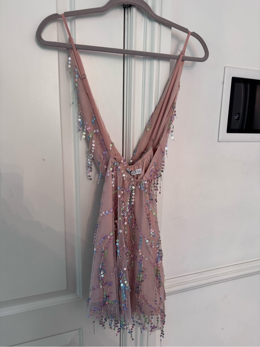 Hello Molly Blush Pink Sequin Embellished Strapless Dress - Picture 5 of 6